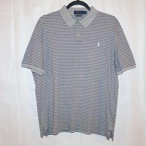 Polo Ralph Lauren - Navy Striped / Gray Polo Shirt / White Logo